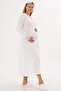 Women's Ecru Lace Long Sleeve Special Design Maternity Nightgown with Hidden Nursing Feature - 7