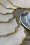 6 Pieces of Linen Fabric with Embroidered Coffee Side Presentation Cocktail Napkins & Coasters Gold - 2