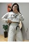    Women's Long Sleeve Nope Printed Ribbed Waist Double Suit
