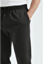 Black Men's Regular Sweatpants with Elasticated Cuffs, 3 Thread Soft Cotton Fabric - 7