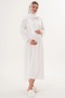 Women's Ecru Lace Long Sleeve Special Design Maternity Nightgown with Hidden Nursing Feature - 8