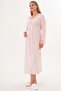 Women's Powder Lace Long Sleeve Special Design Maternity Nightgown with Hidden Nursing Feature - 4