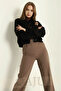 Women's Süzene Teddy Bear Embroidered Black Cardigan