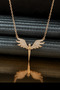 Gold Color Archangel Michael Winged White Stone Zircon Steel Necklace - 3