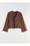 Alita City with a Difference Lcw Vision Brown Plain V-Neck Long Sleeve Women's Blouse - 5