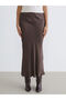 Özmarka New Season Elastic Waist A-Line Satin Skirt - 2