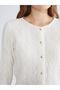 Lcwaikiki Basic Ecru Crew Neck Textured Women's Cardigan - 3