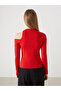 Red Stand Collar Women's Bodysuit - 4