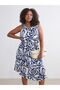 Özmarka New Season Crew Neck Patterned Waist-Fitted Dress - 2