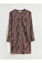 Brown Crew Neck Ethnic Patterned Women's Tunic from Plus-Store - 5