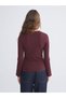 Two Mt Shop Quality Lcw Modest Burgundy Camisole Plain Super Skinny & Extra Slim Long Sleeve Women's Bodysuit - 4