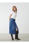 Alita City Lcw Vision Indigo Denim Straight Midi Women's Jean Skirt with a Difference