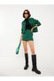 Alita City Farkıyla Xside Green Tweed Patterned Mini Women's Shorts Skirt - 2