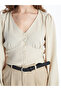 V-Neck Textured Women's Blouse - 4
