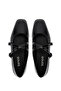 Women's Genuine Leather Black Patent Leather Ballet Shoes - 5