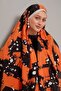 Orange Brushstroke Patterned Elegance Shawl - 2