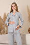 Melina Lace Detailed Front Buttoned Shirt Collar Long Sleeve Maternity and Postpartum Pajama Set - 3