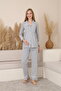 Melina Lace Detailed Front Buttoned Shirt Collar Long Sleeve Maternity and Postpartum Pajama Set - 2