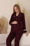 Melina Lace Detailed Front Buttoned Shirt Collar Long Sleeve Maternity and Postpartum Pajama Set - 6