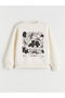 Lcw Kids Ecru Crew Neck Floral Girls' Sweatshirt - 3