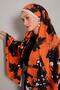 Orange Brushstroke Patterned Elegance Shawl - 3