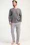Men's Smoked Color Long Sleeve Crew Neck Jacquard Pajama Set C1T0N0105