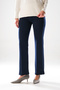 2292_Women's Scuba Fabric Flare Pants - High Waist, Ribbed Detail, - Stylish Pants with Hidden Zipper