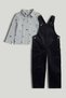 Cord Dungarees and Polo Shirt Outfit
