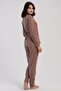 Women's Plus Size Brown Long Sleeve Polka Dot Bottom Pajama Set C7T5N3305 - 4