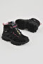 Children's Unisex Black Powder Thick Rubber Sole Rubber Laced Velcro Outdoor Trekking Boots
