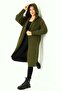 Women's Khaki Hooded Oversized Loose Long Pocketed Knit Cardigan DVKA-0699 - 3