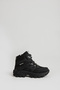 Children's Unisex Black Thick Rubber Sole Rubber Laced Velcro Outdoor Trekking Boots - 2