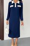 Women's Polo Neck Ornamental Button and Pocket Midi Length Modal Dress - 4