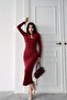 Burgundy Buckle Detail Window Detail Dress - 2