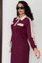 Women's Polo Neck Ornamental Button and Pocket Midi Length Modal Dress - 4