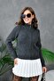 Basic Soft Textured Mock Neck Zippered Knitwear Cardigan Aw25Hi0047 - 2