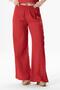 İzel Y Slit Summer Muslin Trousers Red