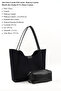 Black Suede Shk76 Large Size Women's Hand and Shoulder Bag with Snap Fastener, Wicking Strap, and Faux Leather Makeup Bag - 3