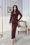 Coffee Buckle Detail Window Detail Dress