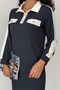 Women's Polo Neck Ornamental Button and Pocket Midi Length Modal Dress - 5