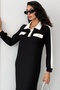 Women's Polo Neck Ornamental Button and Pocket Midi Length Modal Dress - 9