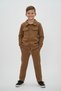Tan Color Pocketed Jacket and Sweatpants Children's Set