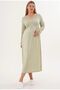 Women's Green Special Design Maternity Nightgown with Hidden Nursing Feature