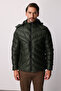 Khaki Standard Fit Hooded Quilted Inflatable Sports Men's Coat - 6