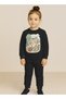 Crew Neck Fleece-Lined Unisex Children's Sweatshirt Spinning Top Printed Set 3 4 5 6 7 8 9 10 11 12 Years