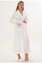 Women's Ecru Belted Special Design Lace Detailed Stretchy Dressing Gown