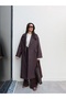 Herringbone Pattern Pocketed Long Coat - 4