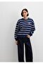 Striped Loose Fit Comfortable Sweatshirt - 2
