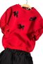 Girl's Ribbon Detailed 3 Thread Sweater Pleated Black Skirt Set - 5