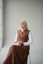Women's Shawl Collar Linen Vest Skirt Set Tie-Detail Vest High Waist Long Skirt Summer Two-Piece Set - 4